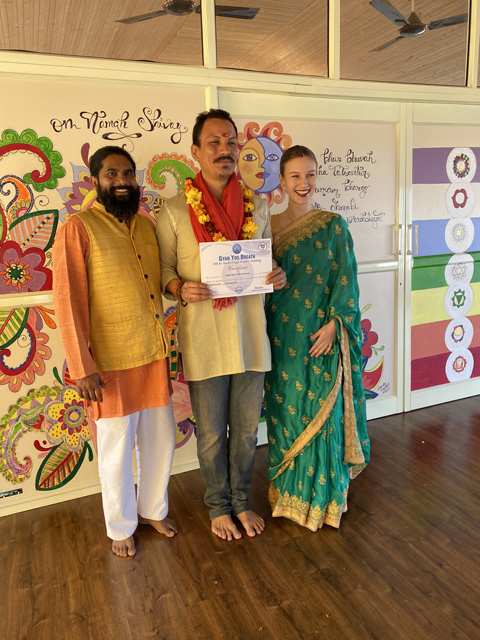 Certification provided to our student who completed his 200 hour yoga teacher training at Gyan Yog Breath, Rishikeh, India